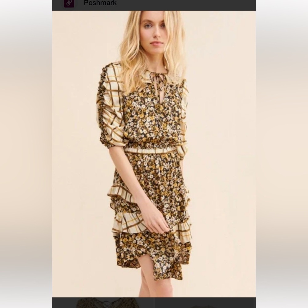 Anthropologie Current Air Floral Ruffle Dress Women’s Medium